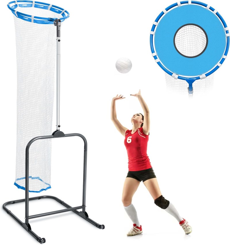 VSSAL Volleyball Setter Trainer Net Setting Training Equipment Target Practice Indoor or Outdoor, Adjustable Height (4.6 ft-9.8 ft) and Angle for Serving Spiking Drills System - Image 1